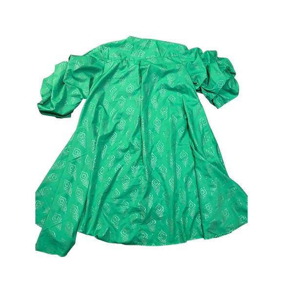 Step In Style Women’s 1X Tunic Dress Green Ruched Sleeve - Picture 2 of 4